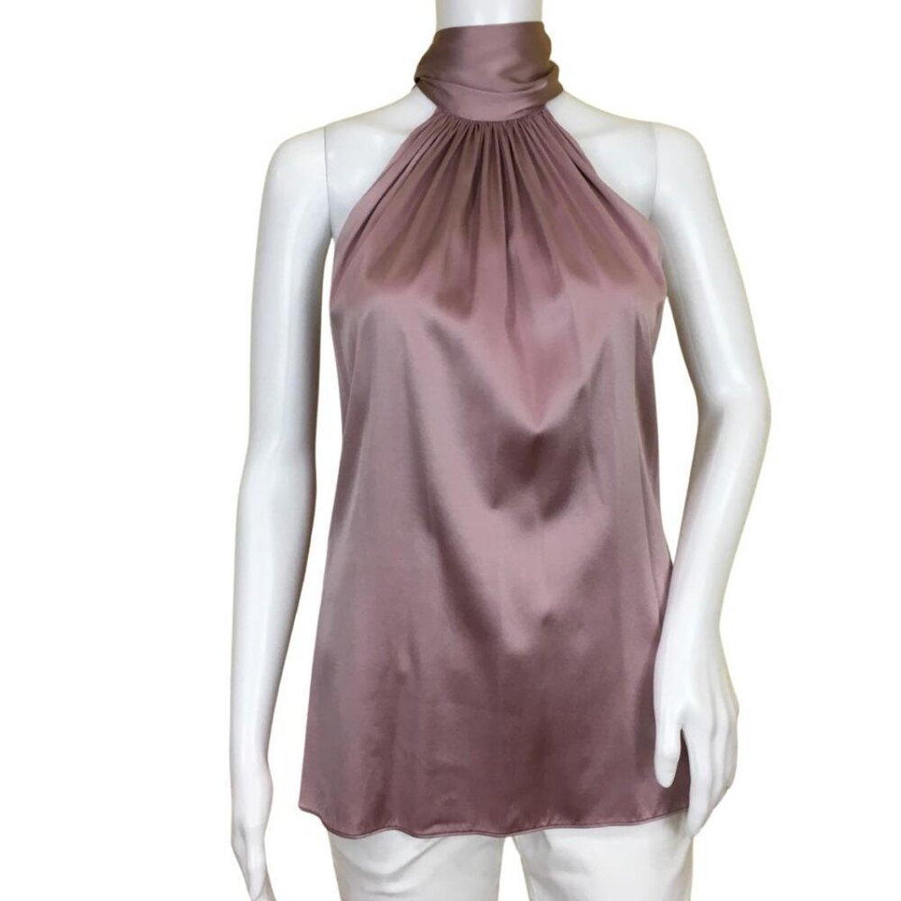 Pre-Owned Ramy Brook Women's Lori High Neck Tank Top Sleeveless Pink Sz 4